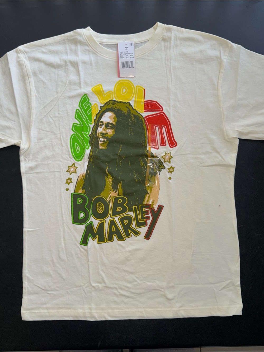 Bob Marley Graphic Short Sleeve Tee - Cream - Small